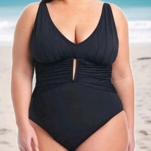 Bleu by Rod‎ Beattie Solid Black Molded-Cup One-Piece Swimsuit 18W